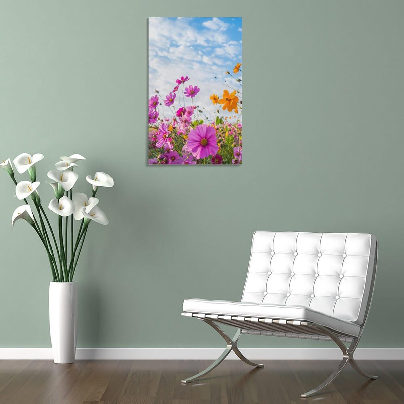 Amazon.co.jp: 絵画 コスモスの花畑インテリア 絵画 かわいいカラフル